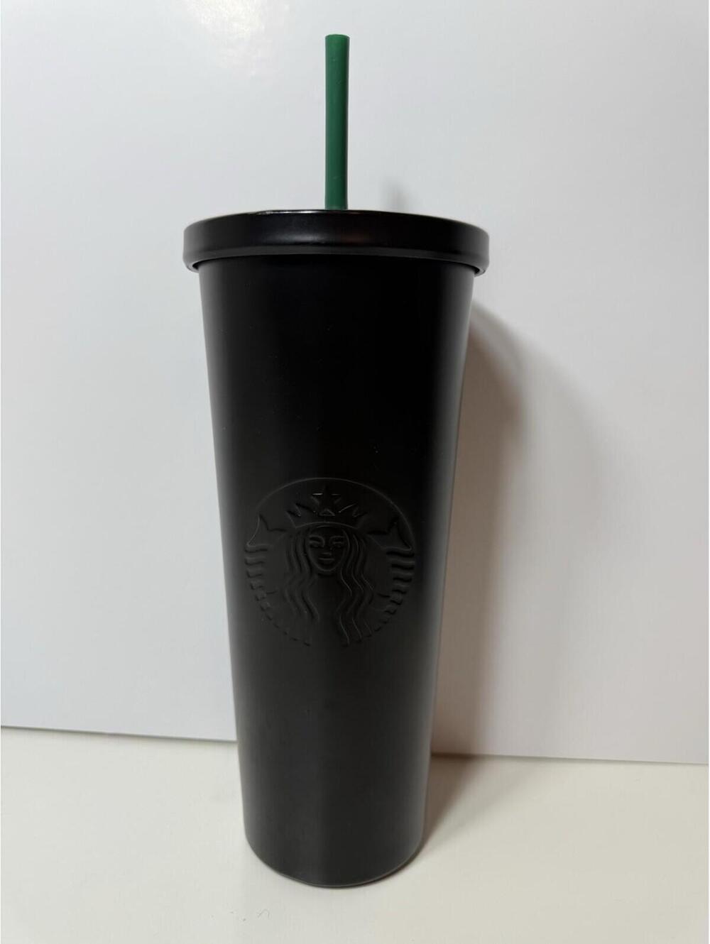 #27D Starbucks MATTE BLACK STAINLESS STEEL Cold Cup Tumbler 24 oz